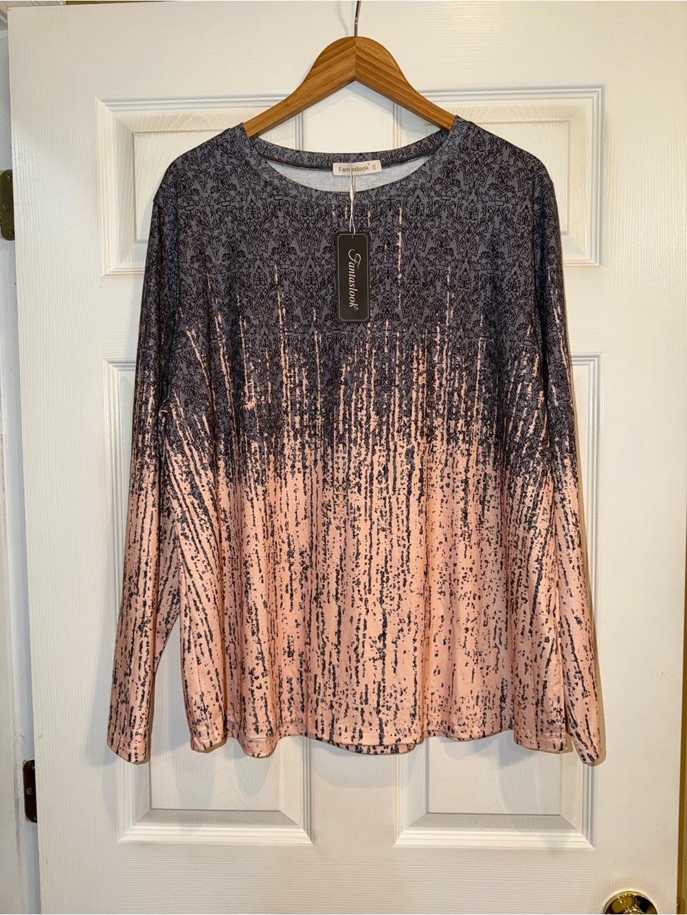 Fantaslook Pink and Charcoal Ombre Long Sleeve Tee. NWT